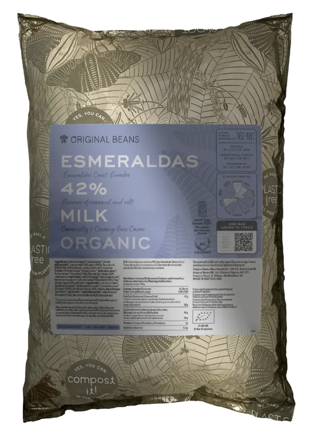 Original Beans Esmeraldas Milk 42% tavoletta latte 70g caramello