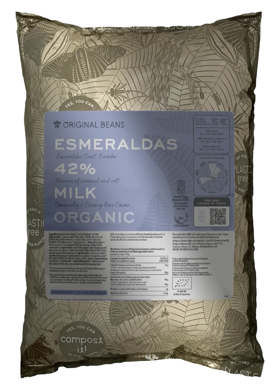 Original Beans Esmeraldas Milk 42% tavoletta latte 70g caramello