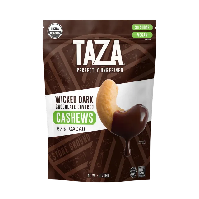 Taza Wicked Dark anacardi ricoperti cioccolato fondente 87% busta 99 g