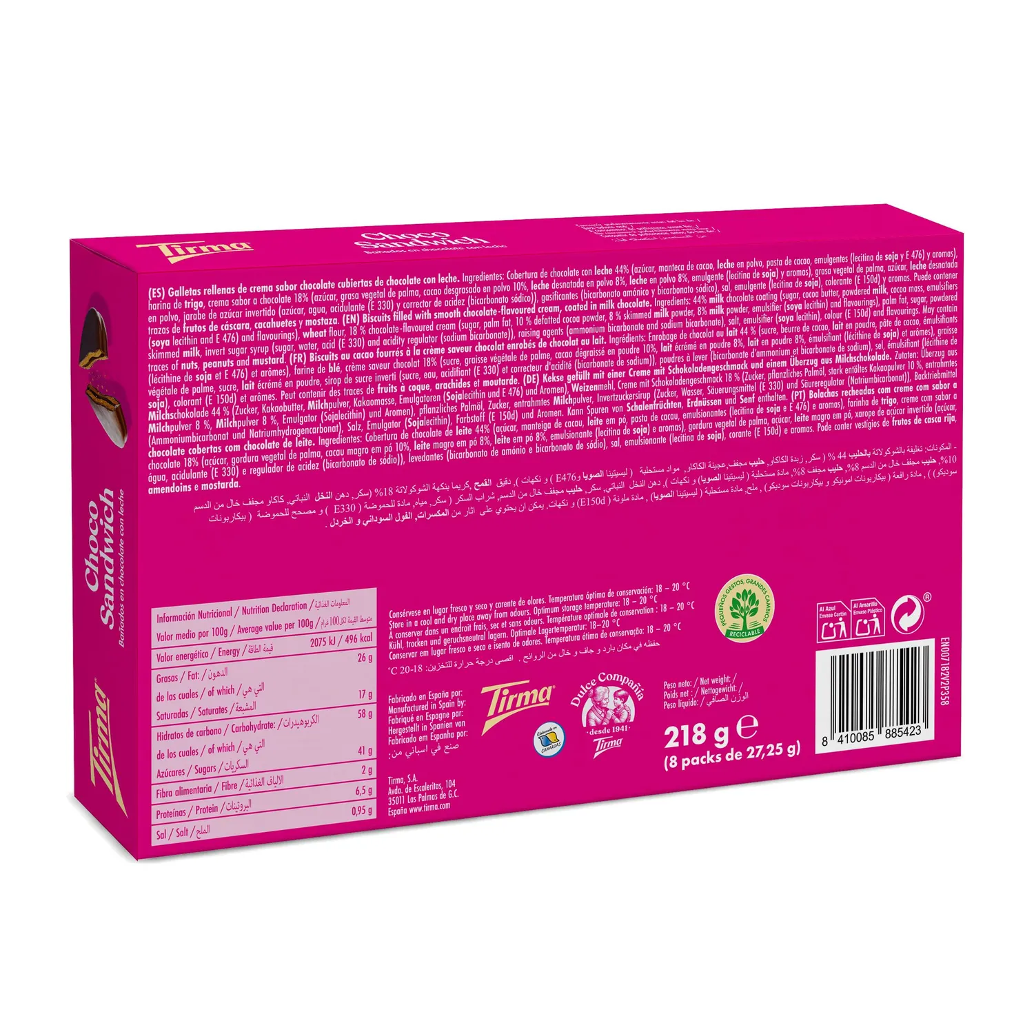 Tirma Sandwich biscotti cioccolato al latte 218g