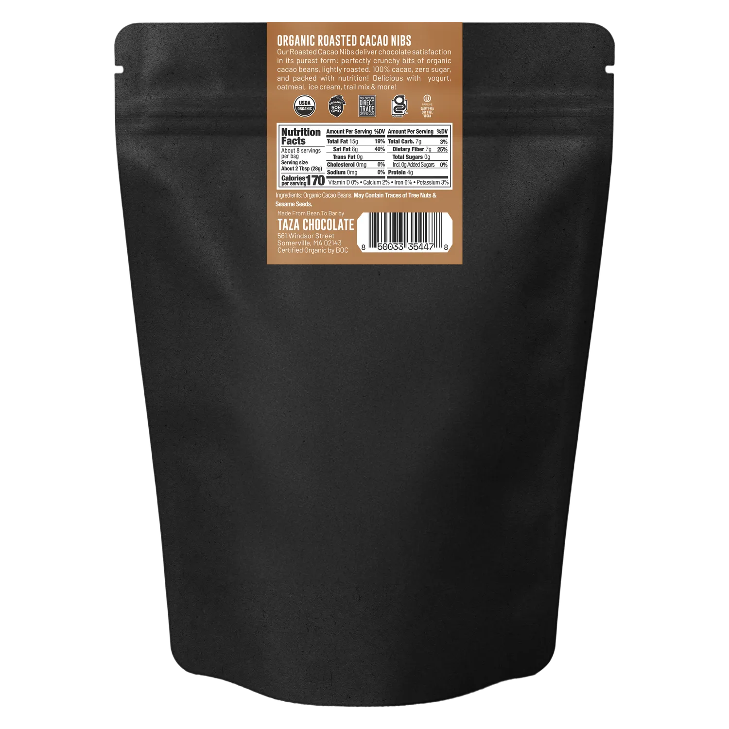 Taza fave di cacao tostate nibs bio da cucina sacchetto