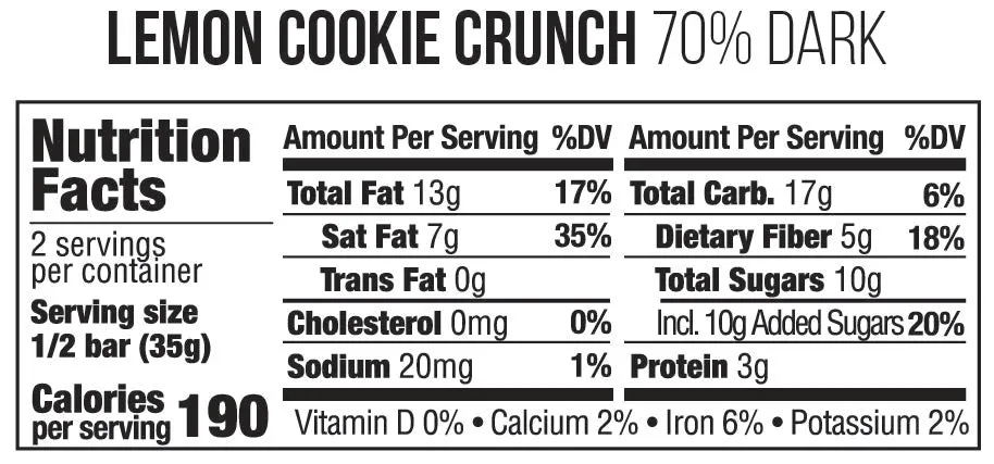 Taza Lemon Cookie Crunch barretta cioccolato fondente 70% 71 g