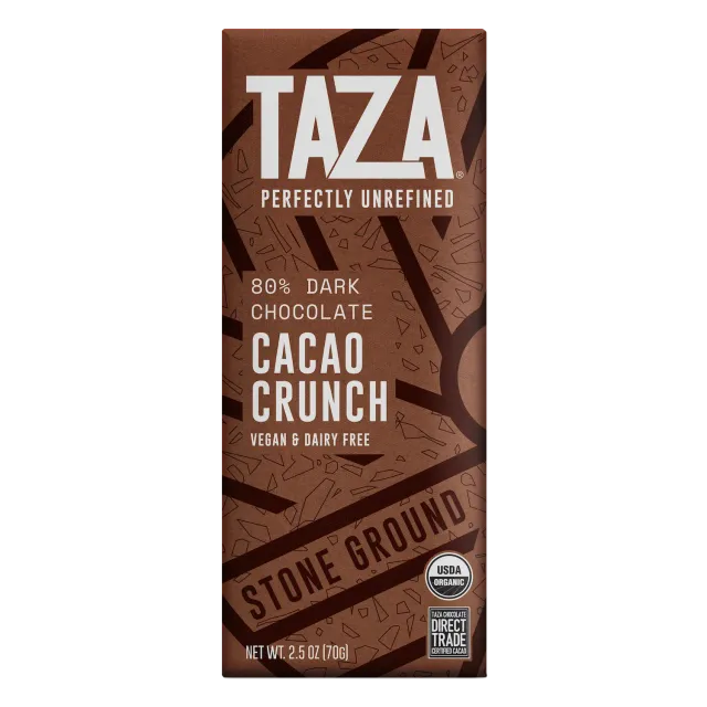 Taza Cacao Crunch barretta fondente 80% quinoa 2.5 oz