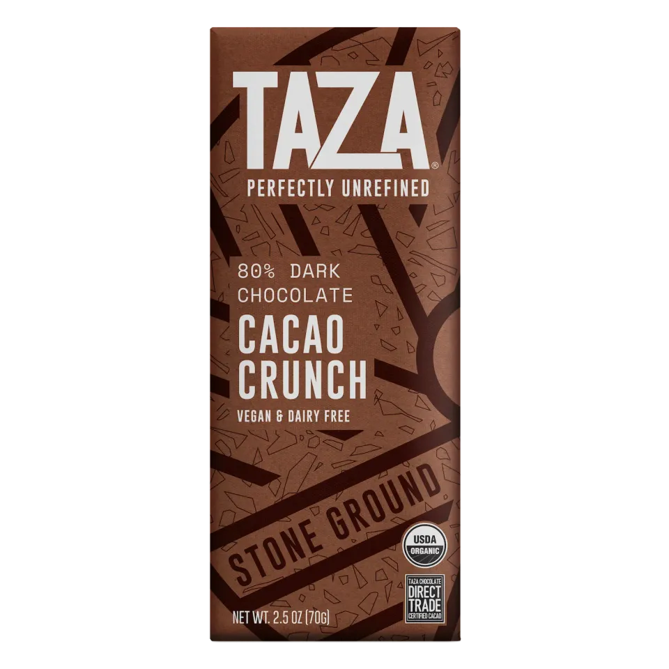 Taza Cacao Crunch barretta fondente 80% quinoa 2.5 oz