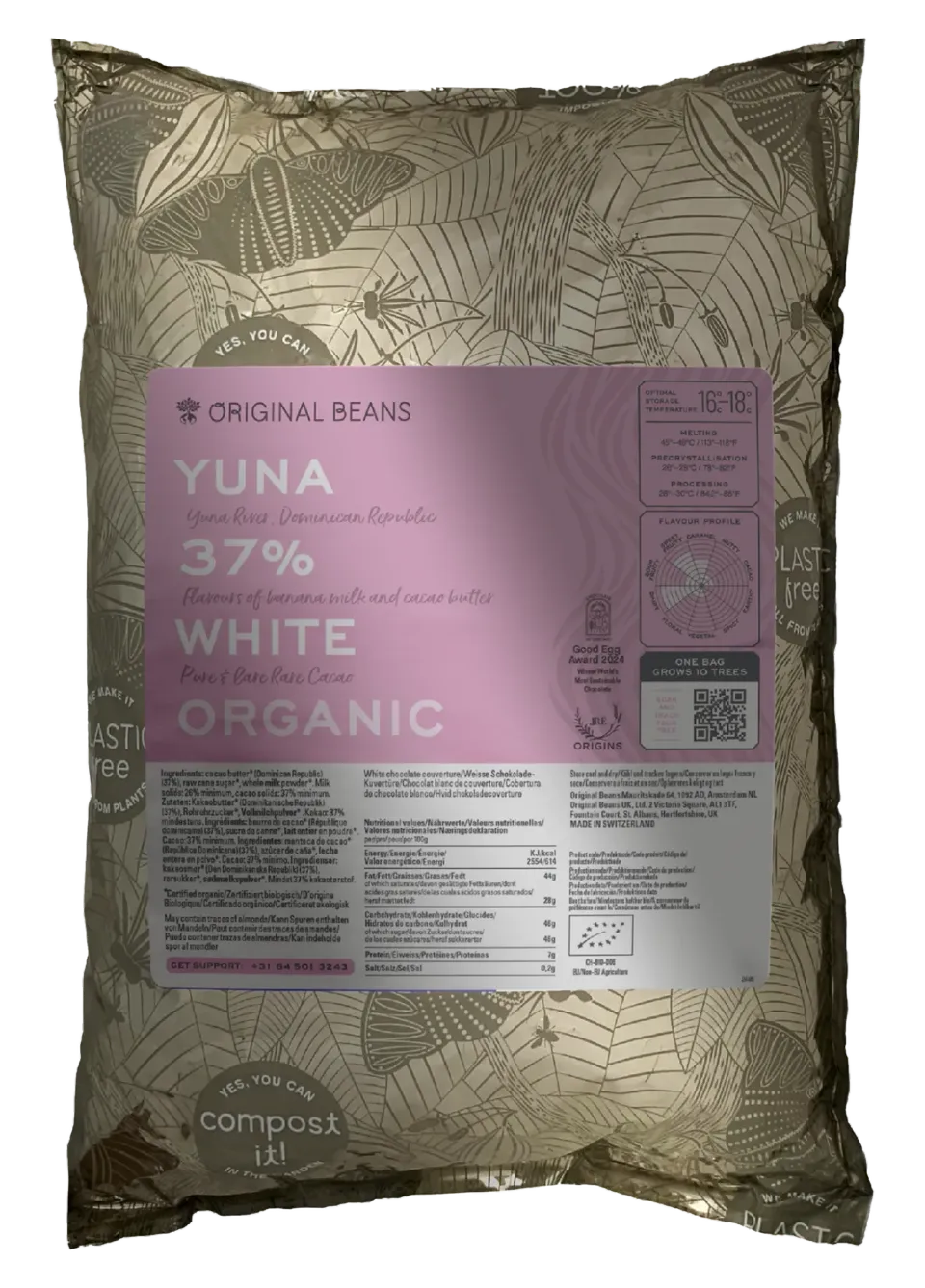 Original Beans Yuna Edel Weiss 37% cioccolato bianco copertura