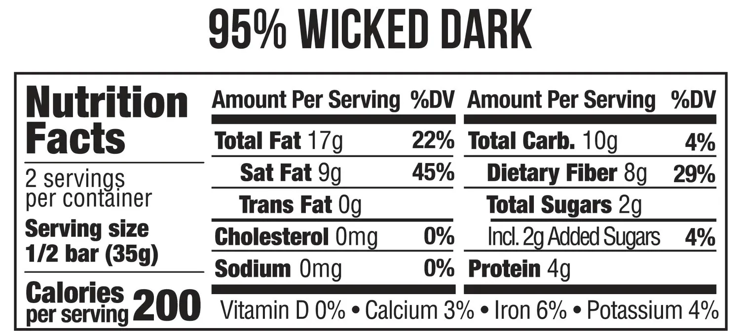 Taza Wicked Dark 95% tavoletta fondente 2,5 oz extra fondente