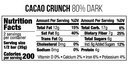 Taza Cacao Crunch barretta fondente 80% quinoa 2.5 oz