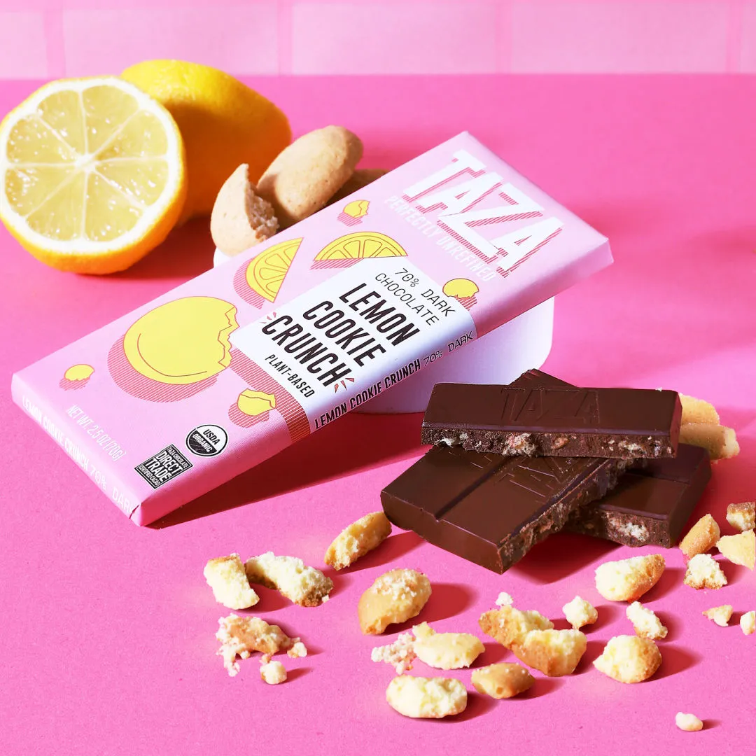 Taza Lemon Cookie Crunch barretta cioccolato fondente 70% 71 g