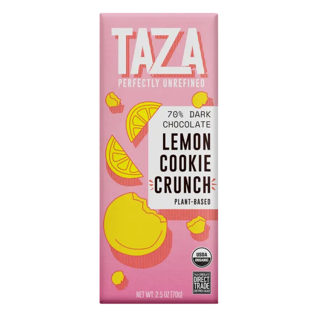 Taza Lemon Cookie Crunch barretta cioccolato fondente 70% 71 g