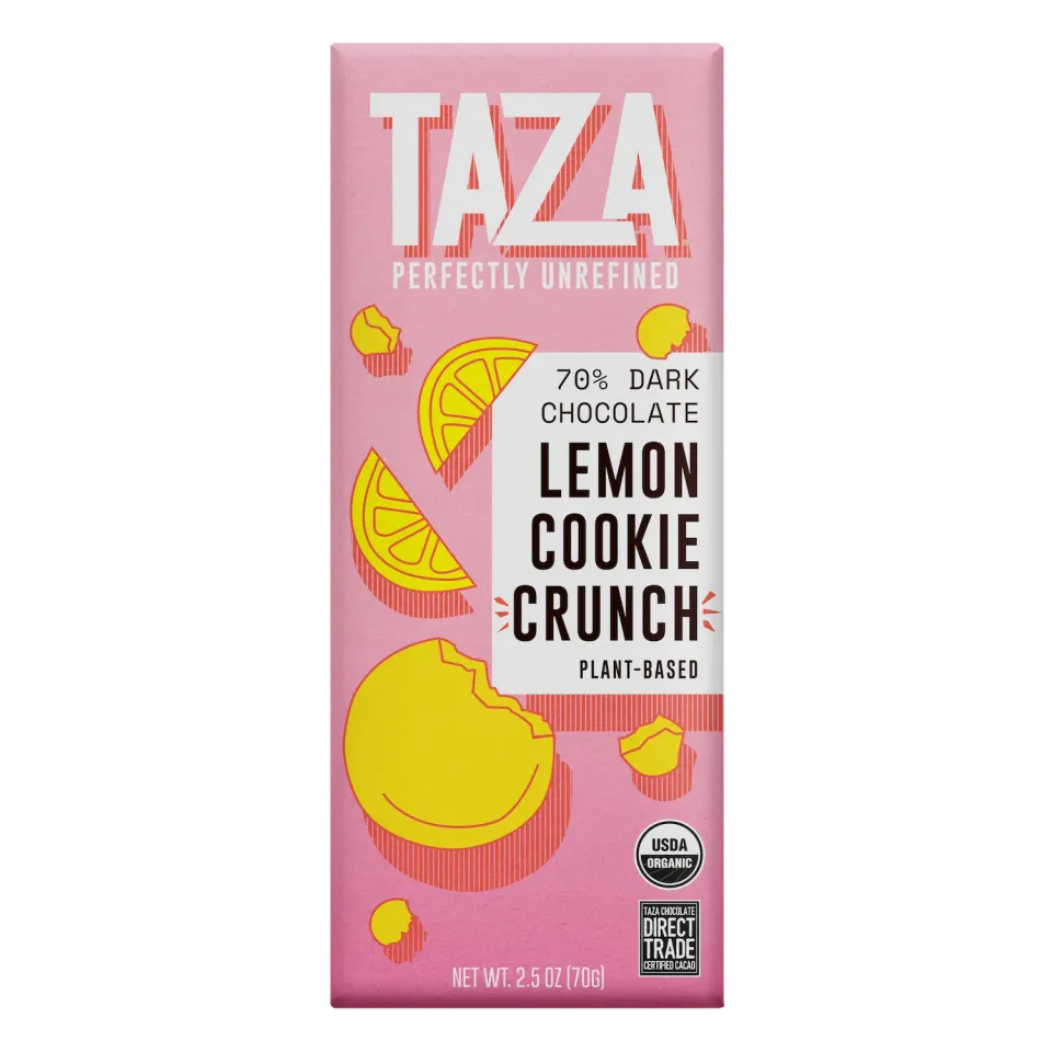 Taza Lemon Cookie Crunch barretta cioccolato fondente 70% 71 g