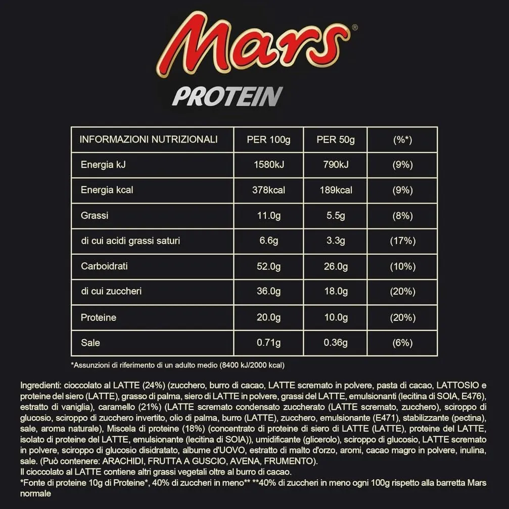 Mars barretta proteica 18x50g caramello torrone cioccolato