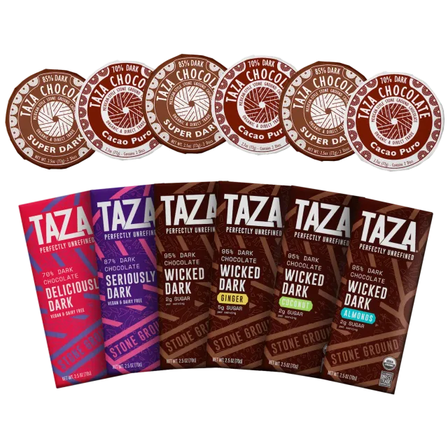 Taza Boldest Dark Gift Box cioccolato fondente 12 pezzi 70-95%