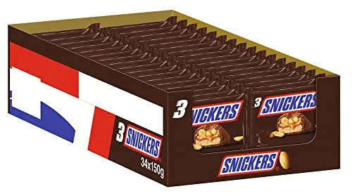 Mars Snickers barrette cioccolato 34x150 g arachidi