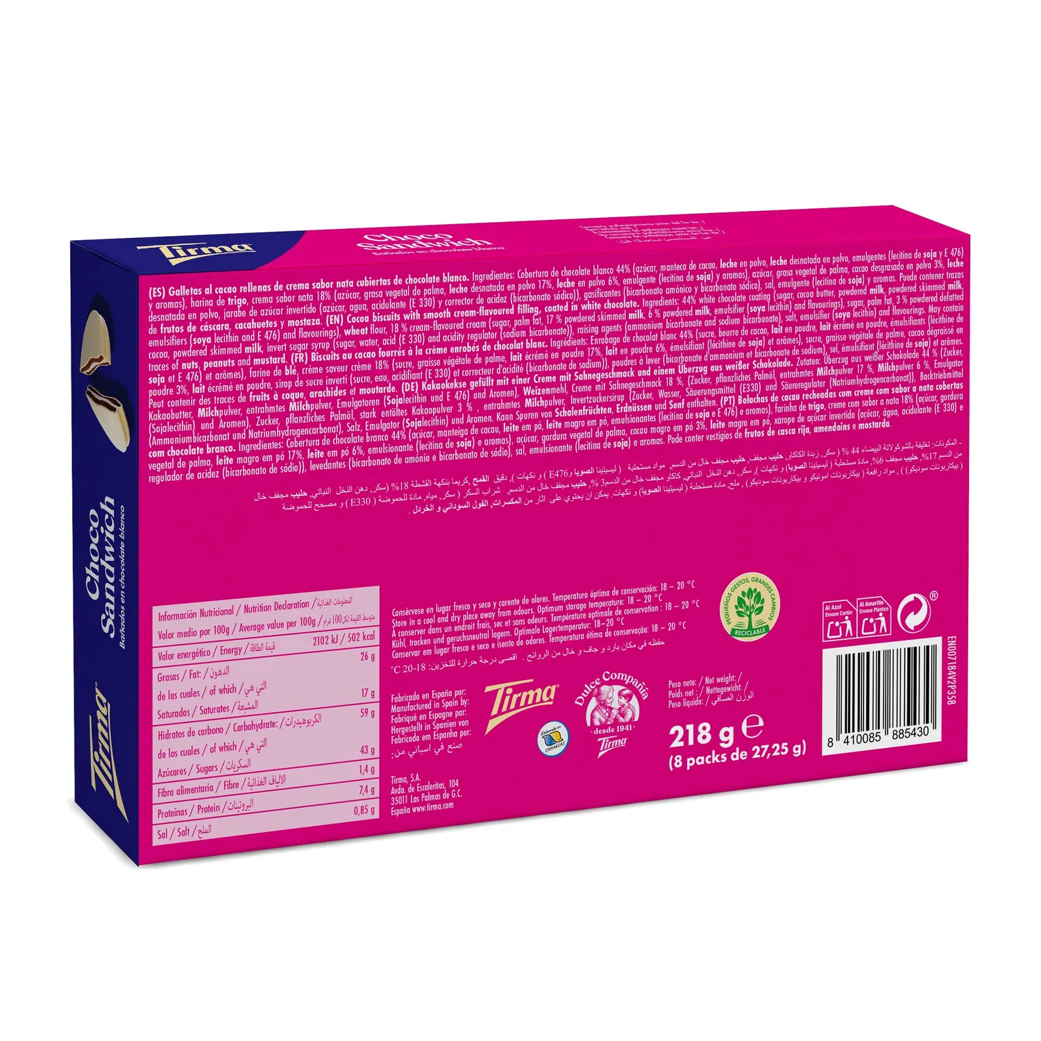 Tirma Sandwich biscotti cioccolato bianco 218 g