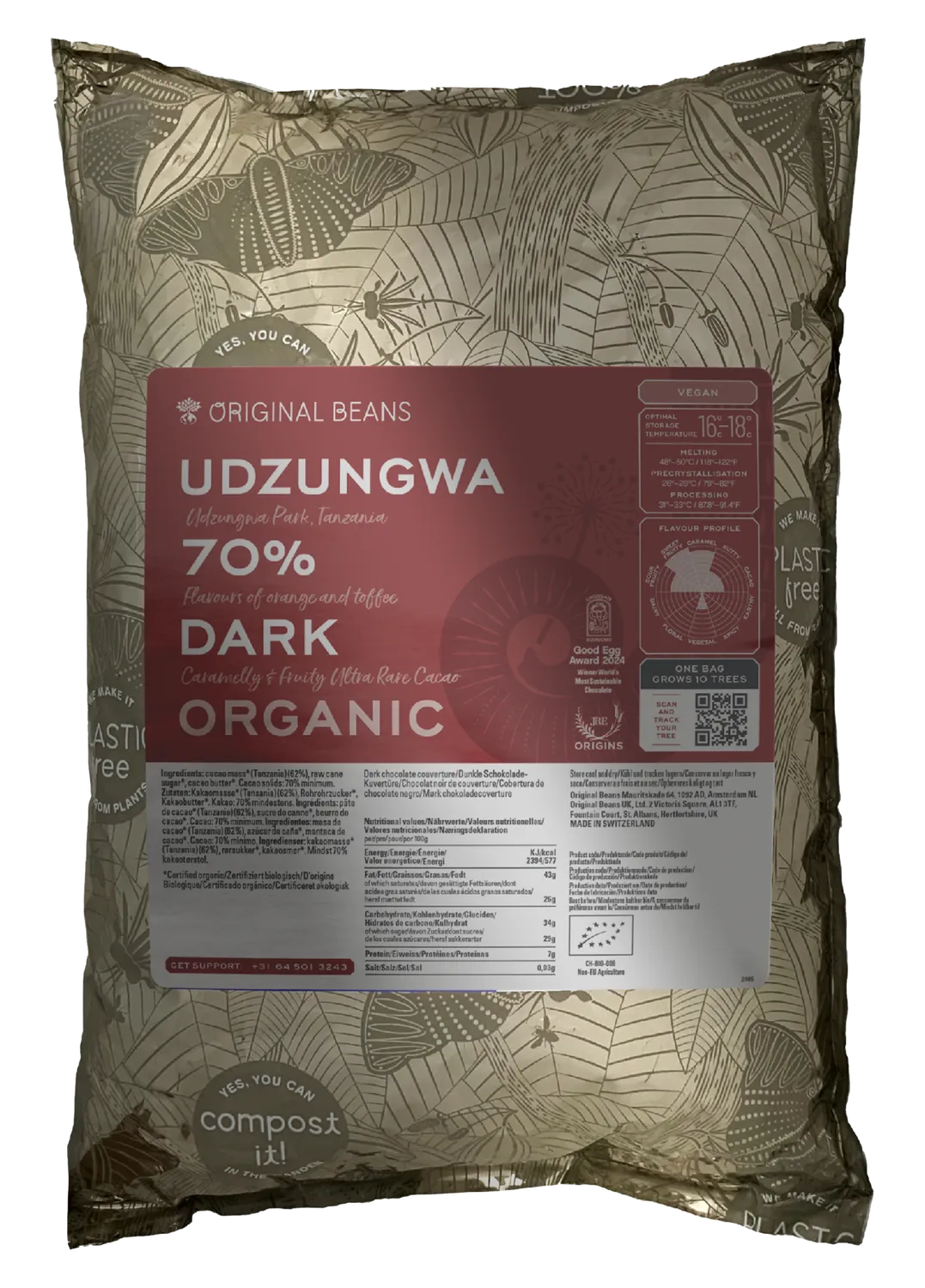 Original Beans Udzungwa 70% tavoletta fondente 70g arancia