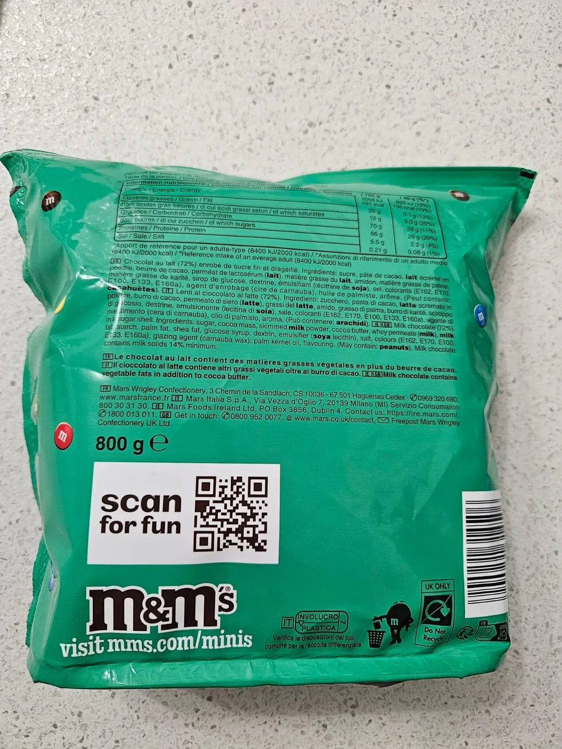 Mars M&M's Minis Confetti Cioccolato Latte 800g famiglia