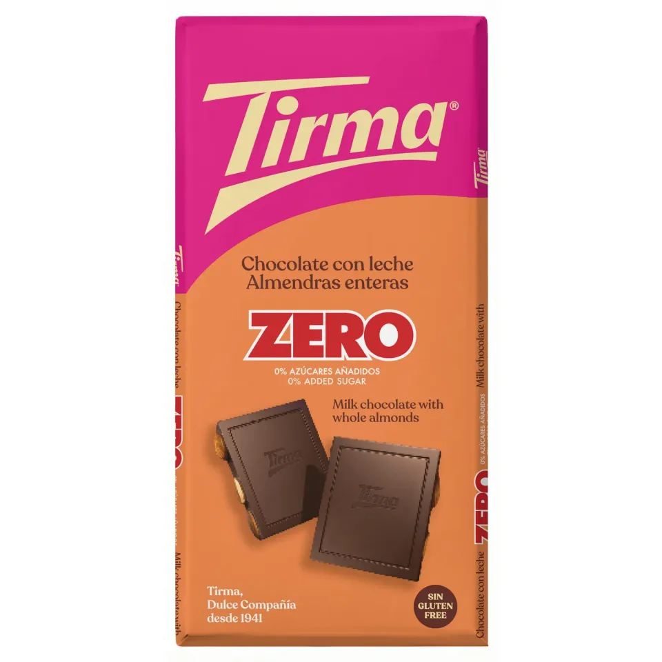 Tirma Zero Cioccolato al Latte Mandorle 125 g Senza Zuccheri