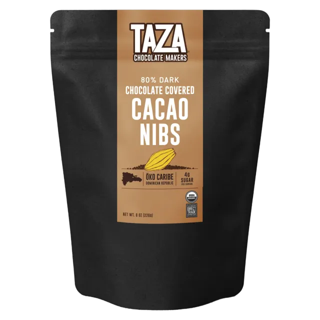 Taza Chocolate Covered Cacao Nibs snack fondente 80%