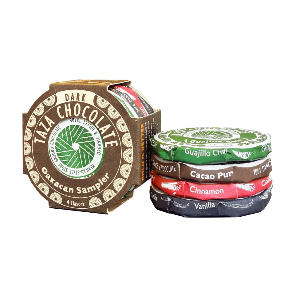 Taza Oaxacan Sampler dischi cioccolato fondente 4 pezzi