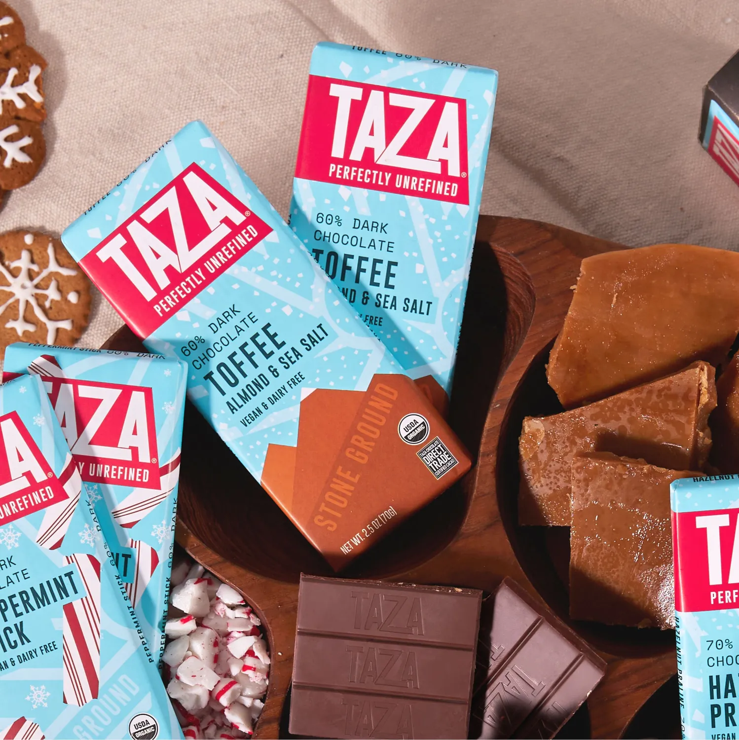 Taza Holiday Toffee barretta fondente mandorle sale 71g