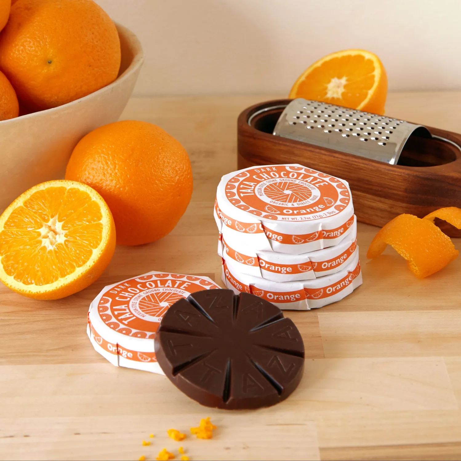 Taza Orange disco cioccolato fondente 50% 76 g arancia