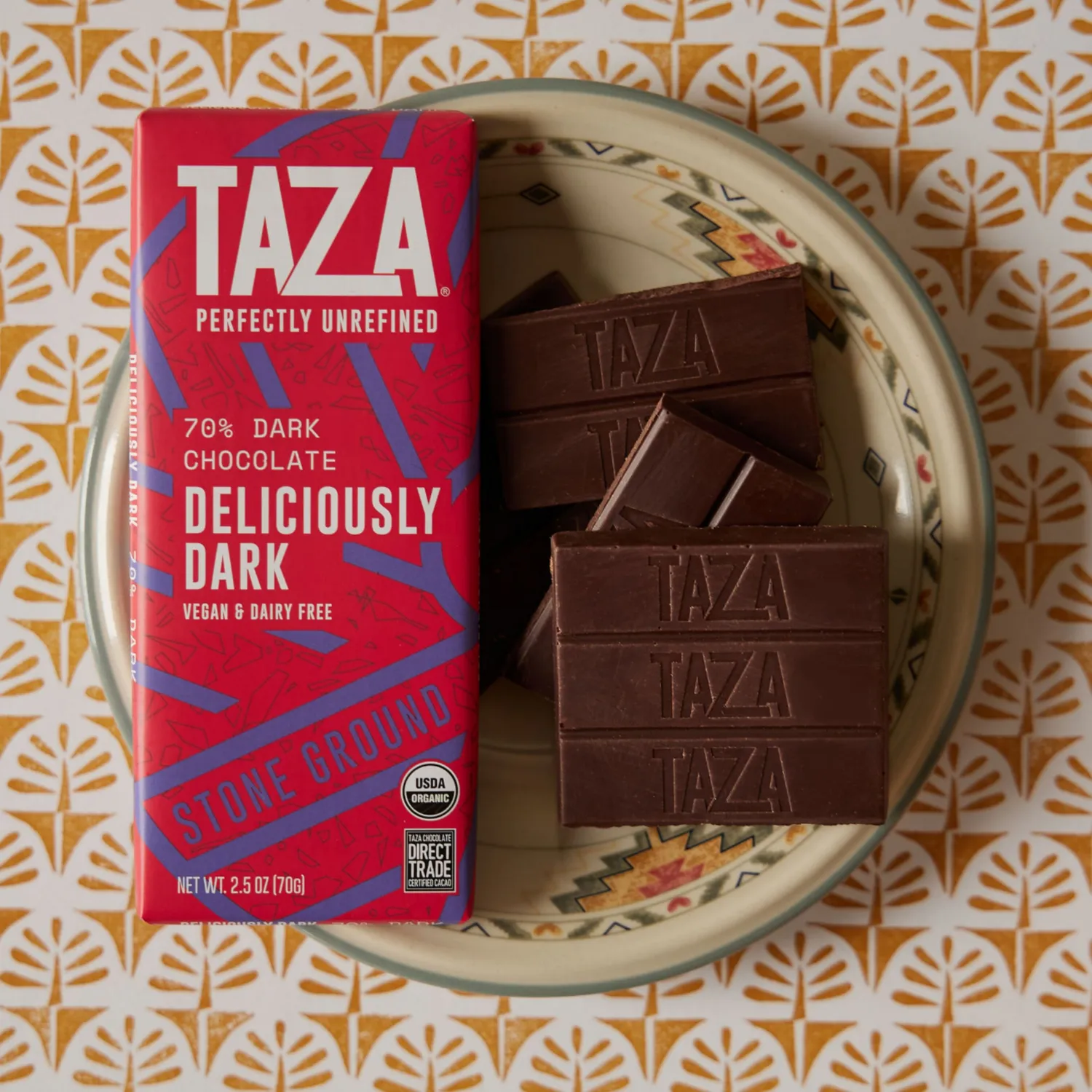 Taza Deliciously Dark 70% tavoletta fondente 70 g macinata a pietra
