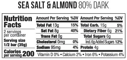 Taza Sea Salt Almond barretta fondente 80% 70 g