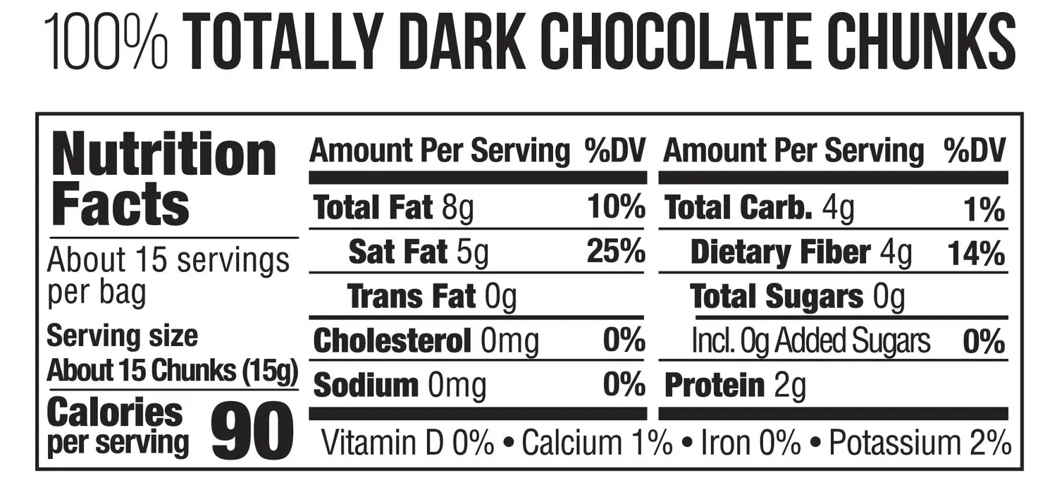 Taza 100% Totally Dark chunks 227 g senza zucchero