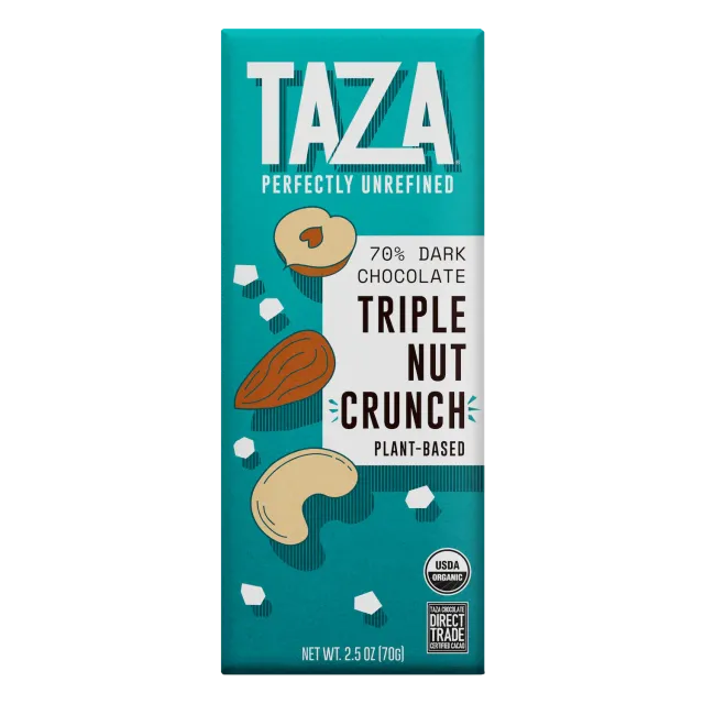 Taza Triple Nut Crunch barretta fondente 70% 71g