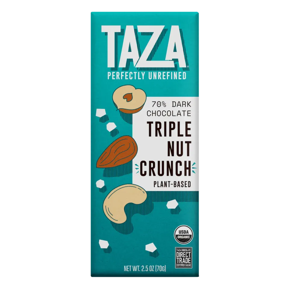 Taza Triple Nut Crunch barretta fondente 70% 71g