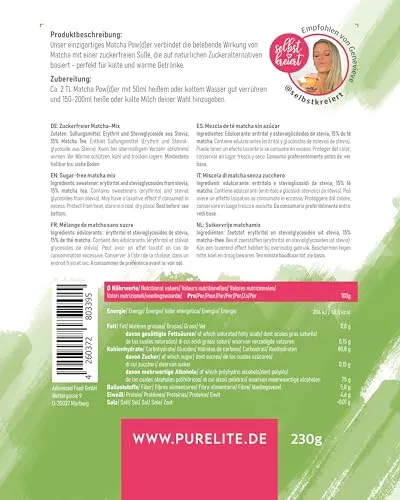 PURELITE Matcha Powder tè verde 230g energizzante