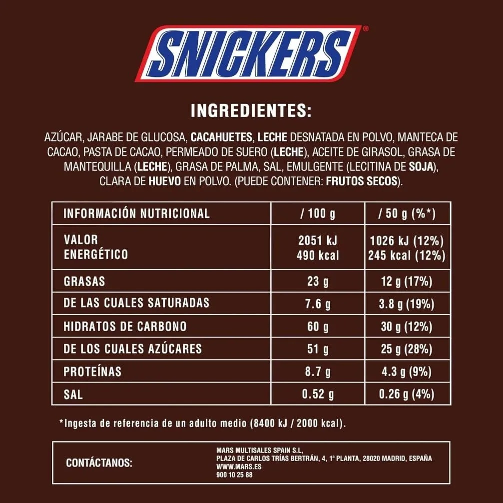 Mars Snickers barrette cioccolato 24x50 g caramello