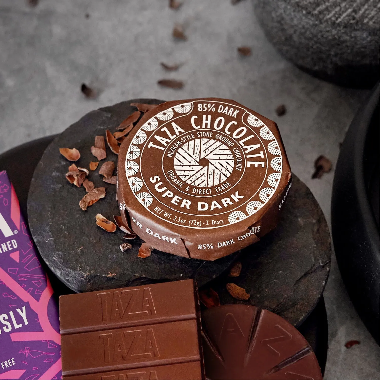 Taza 85% Super Dark dischi 70g extra fondenti