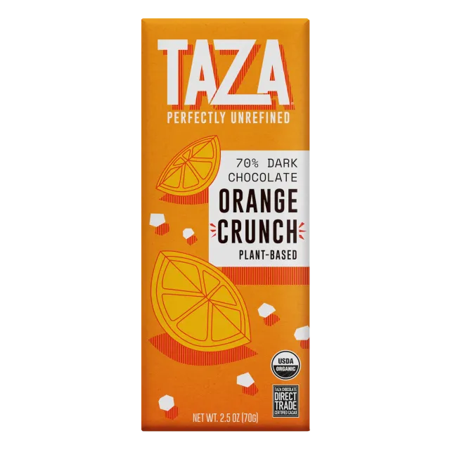 Taza Orange Crunch barretta cioccolato fondente 70% arancia 71 g