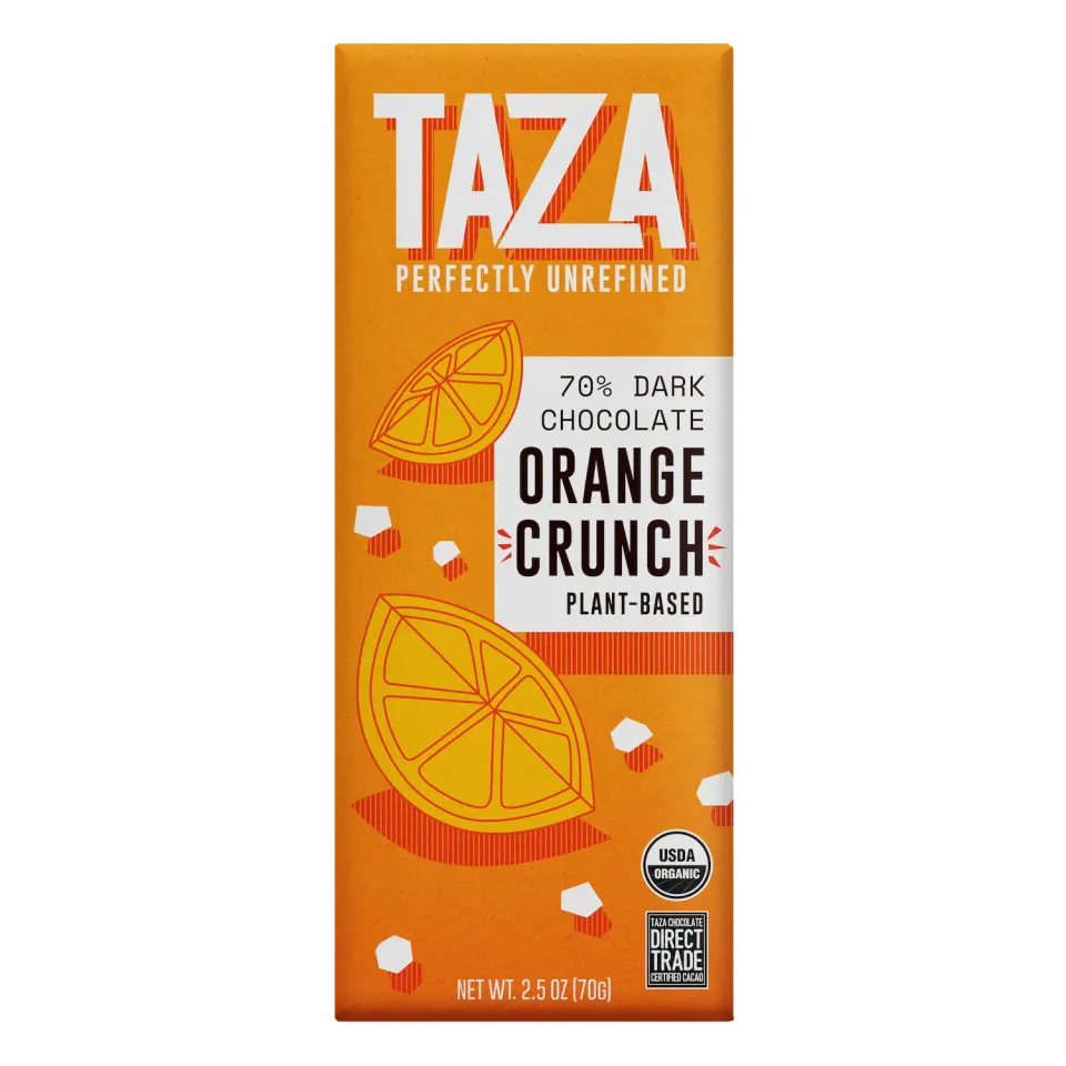 Taza Orange Crunch barretta cioccolato fondente 70% arancia 71 g