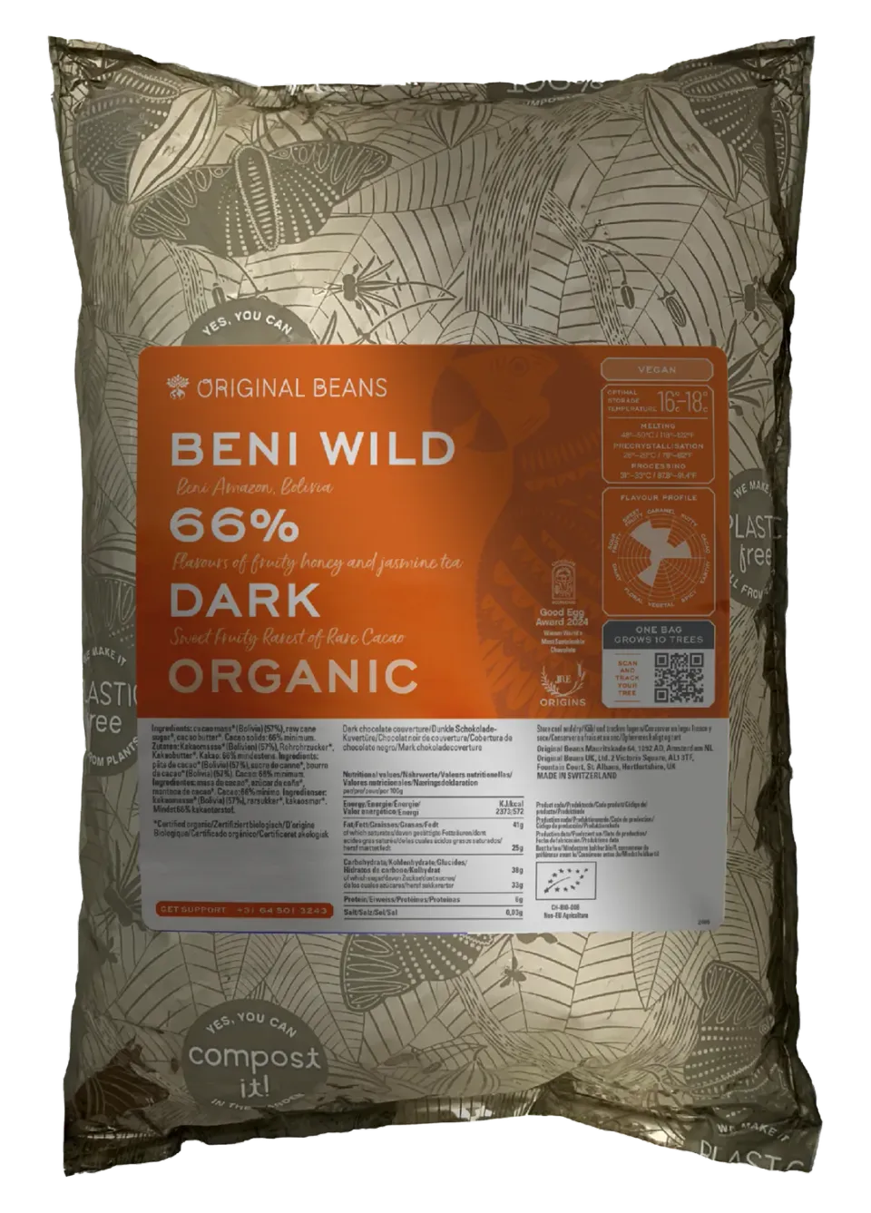 Original Beans Beni Wild 66% tavoletta fondente 70g miele