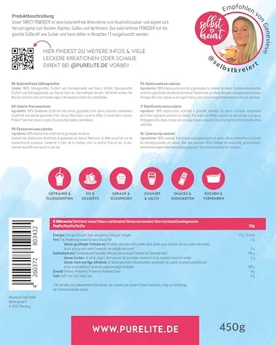 PURELITE Sweet Powder dolcificante 450g zero calorie naturale