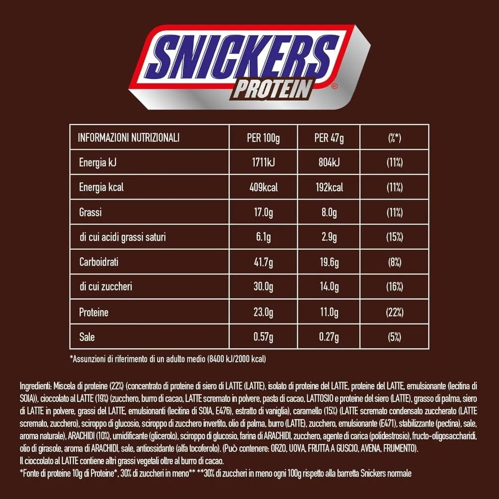 Mars Snickers Protein Barretta Arachidi 18x47g proteica