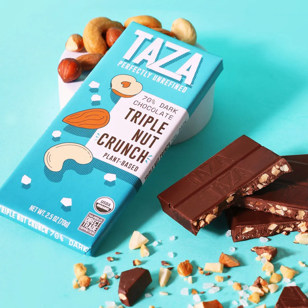 Taza Triple Nut Crunch barretta fondente 70% 71g
