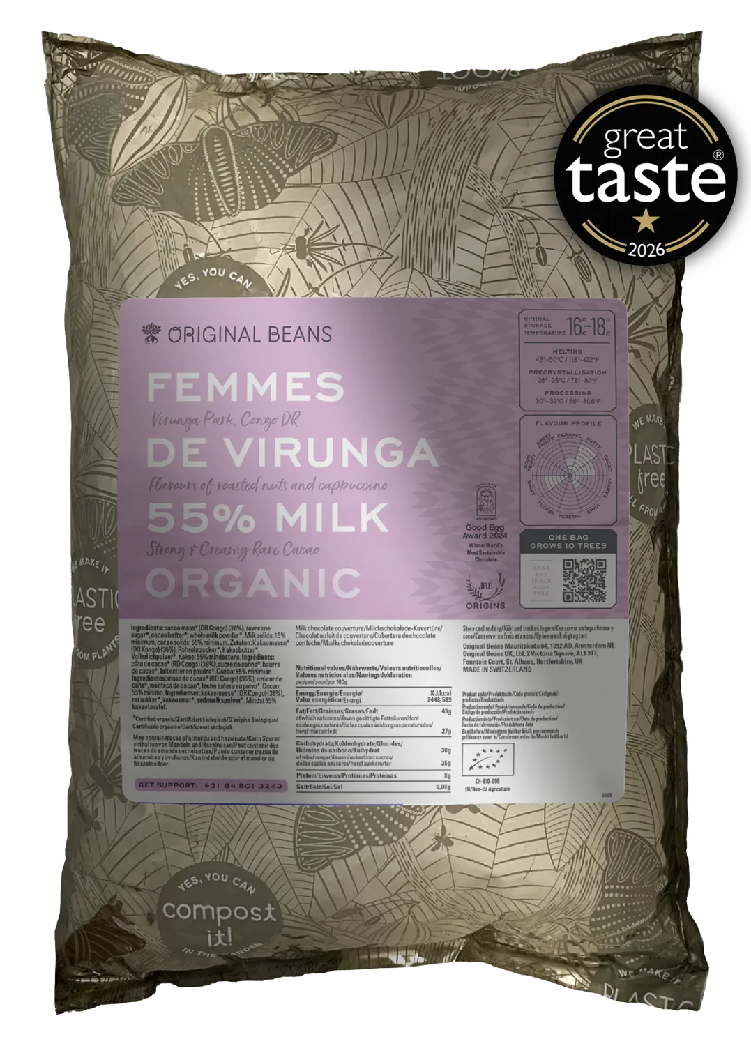 Original Beans Femmes de Virunga 55% tavoletta latte 70g