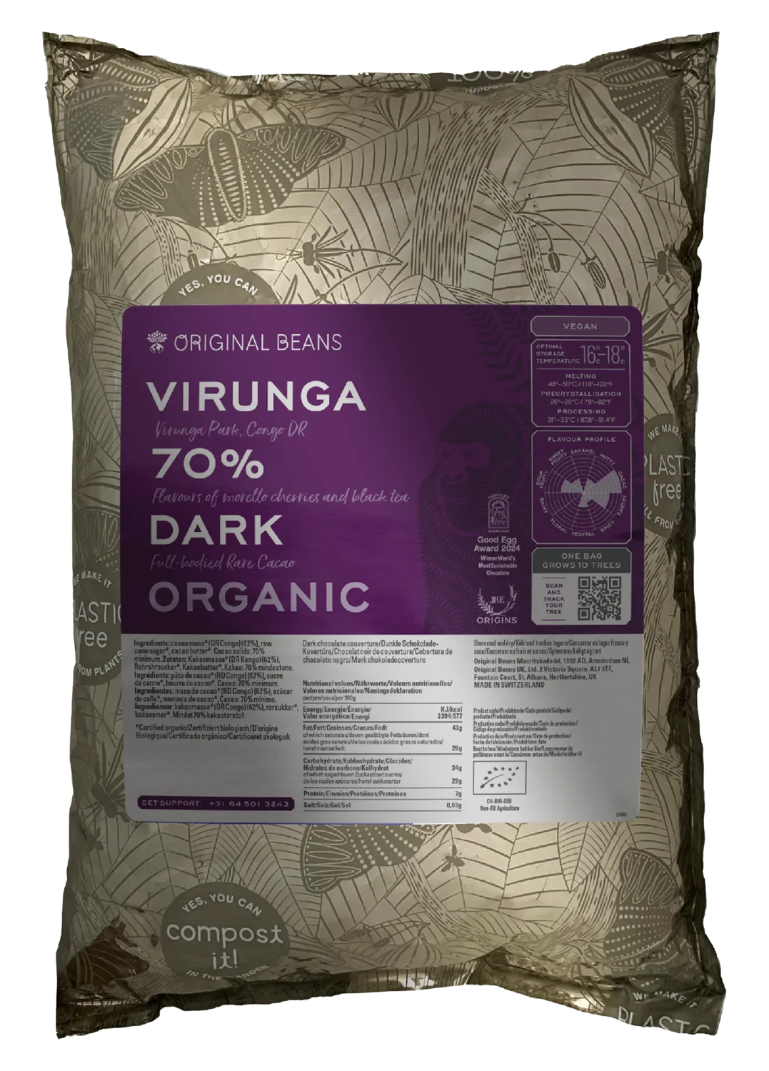 Original Beans Virunga 70% tavoletta fondente 70g amarena