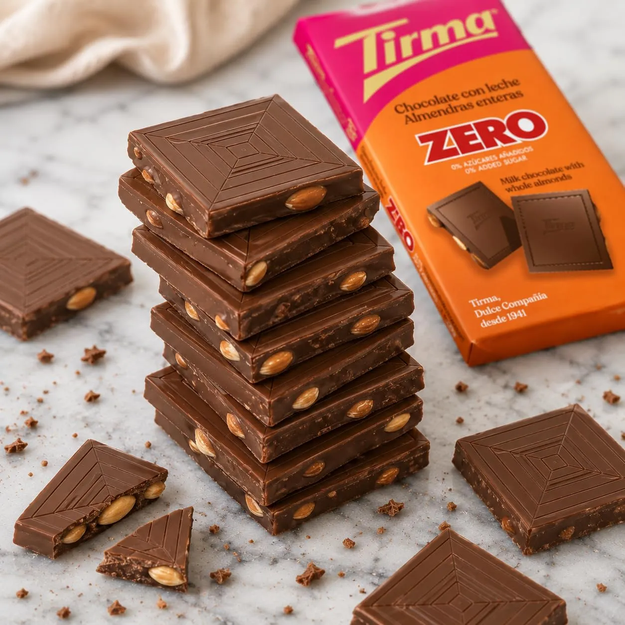 Tirma Zero Cioccolato al Latte Mandorle 125 g Senza Zuccheri