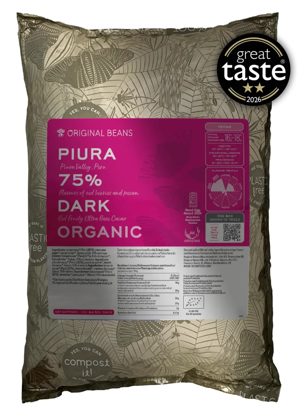 Original Beans Piura 75% tavoletta fondente 70g fruttata