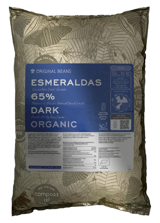 Original Beans Esmeraldas Dark 65% copertura 2kg fiori