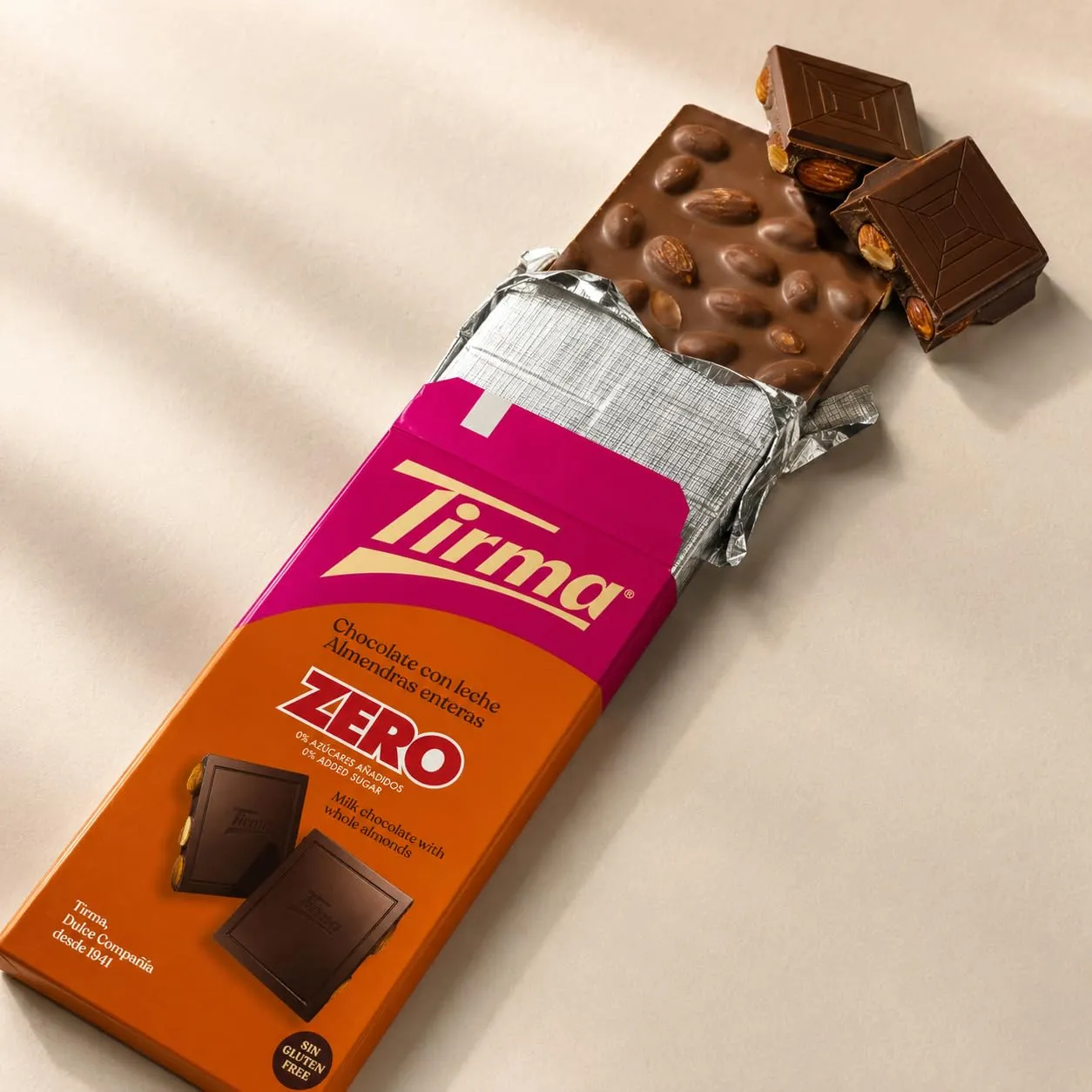 Tirma Zero Cioccolato al Latte Mandorle 125 g Senza Zuccheri