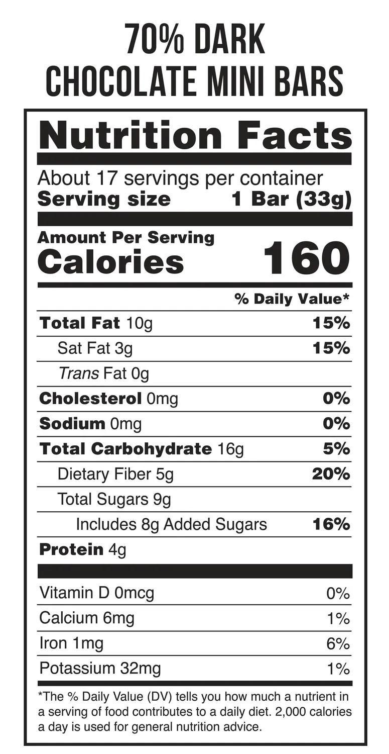 Taza 70% Dark Mini Bars sacchetto 567 g snack
