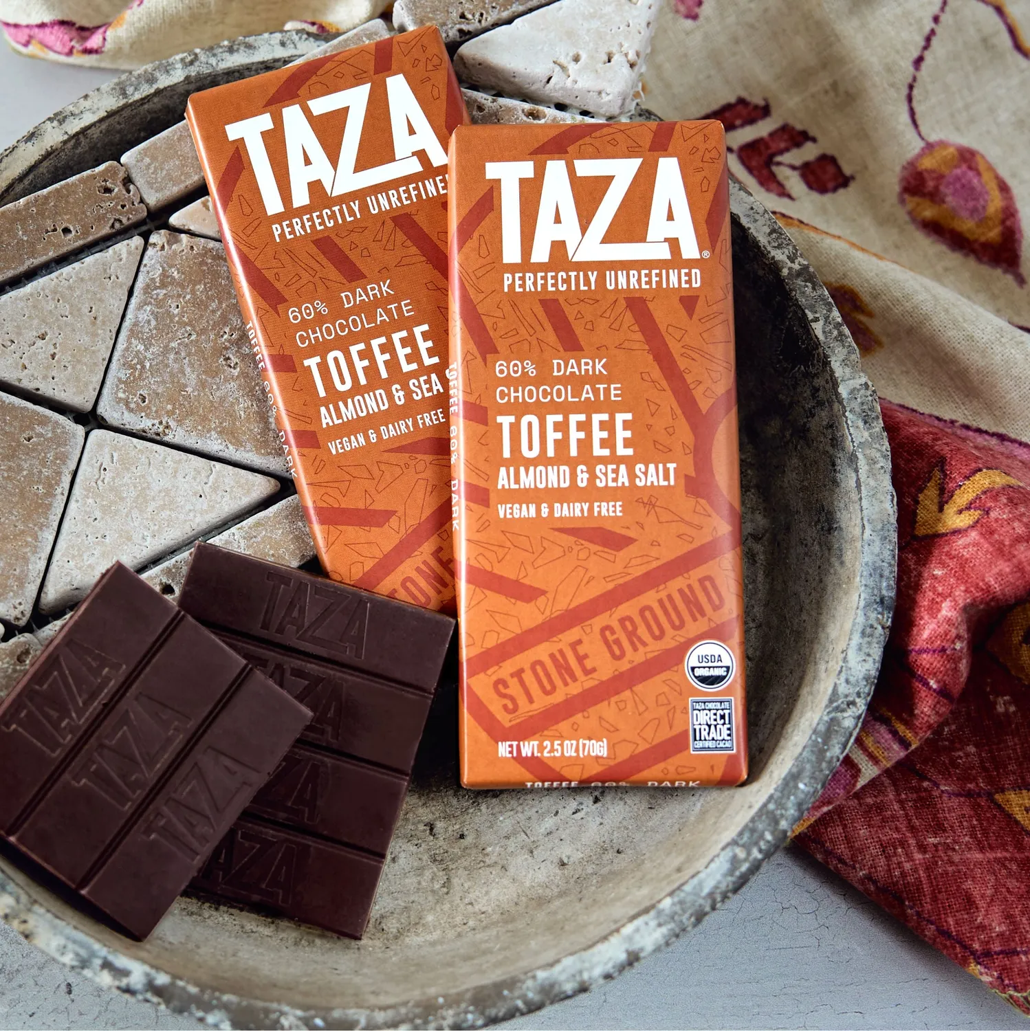 Taza Toffee Almond Sea Salt tavoletta 70 g fondente
