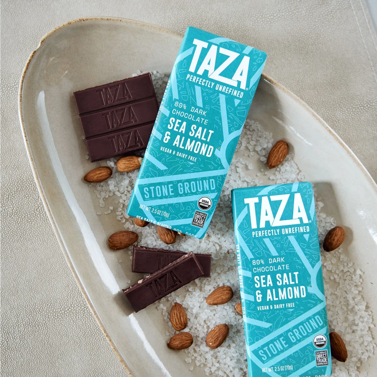 Taza Sea Salt Almond barretta fondente 80% 70 g