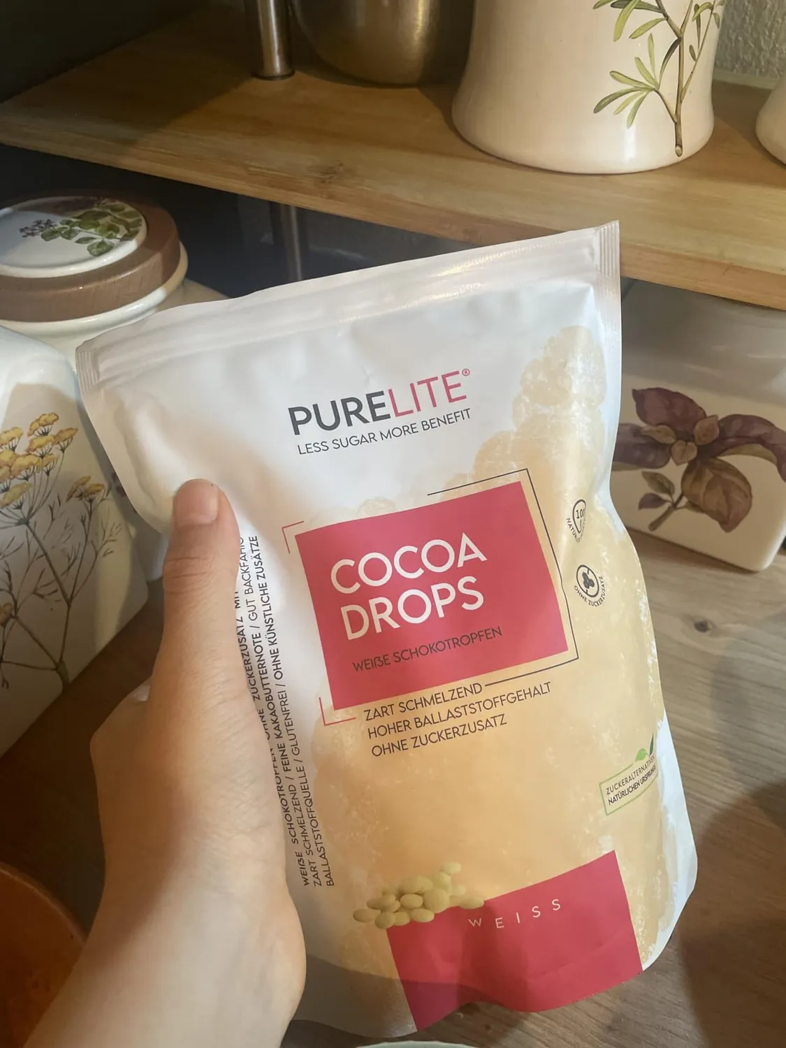 PURELITE Cocoa Drops gocce cioccolato bianco 450 g senza zucchero