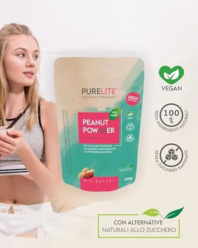 PURELITE Peanut Powder farina di arachidi 450g proteica